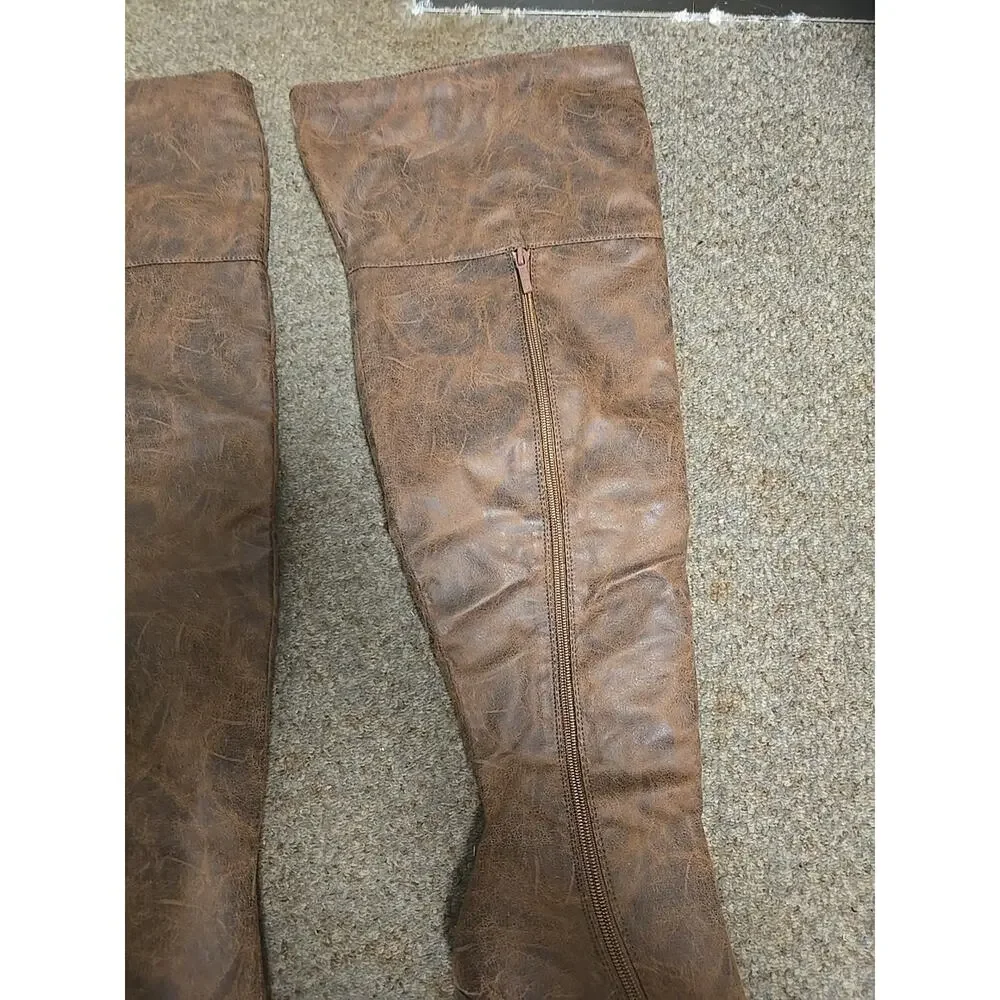 Michael Antonio Brown Old Money Pointed Toe Over The Knee Boots Womans Size 8.5M